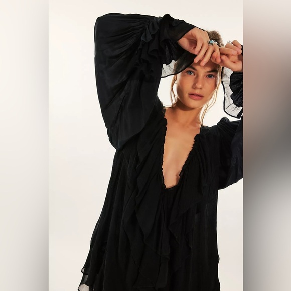 Free People Prairie Dust Romper Black Size S - Picture 2 of 11